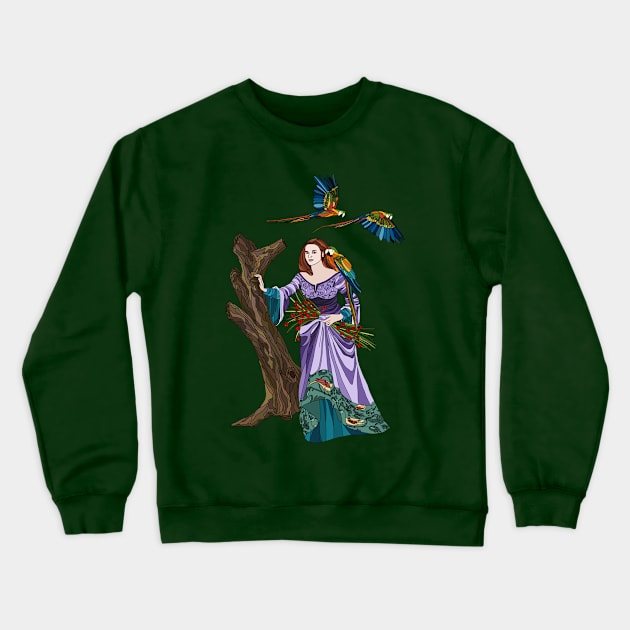 Lady with macaws Crewneck Sweatshirt by Quality Quail